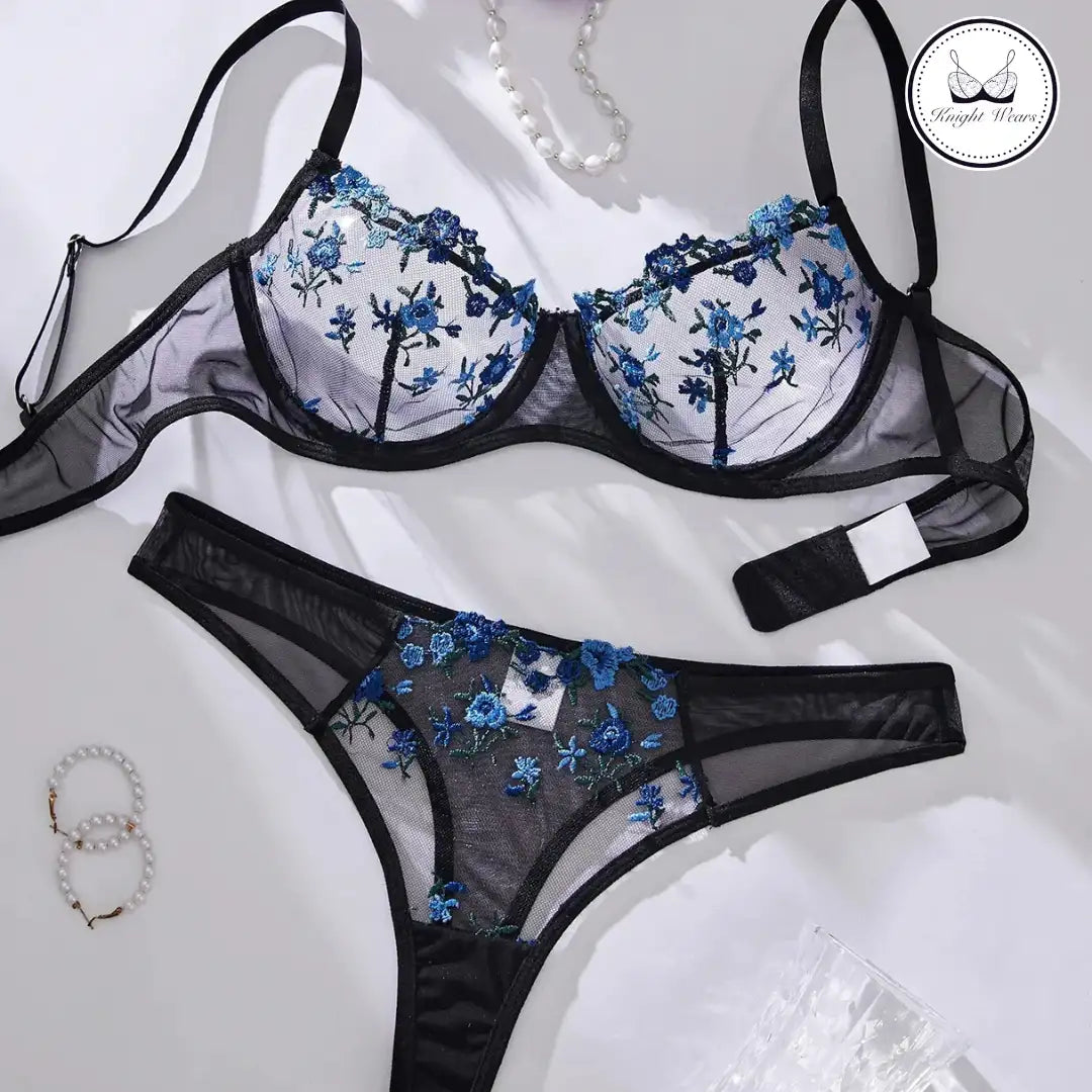 Floral Mesh Lingerie Set
