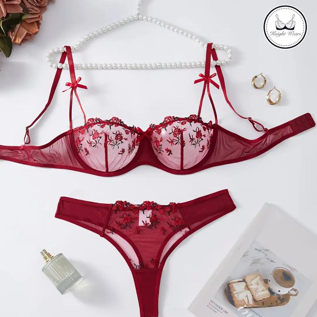 Floral Mesh Lingerie Set