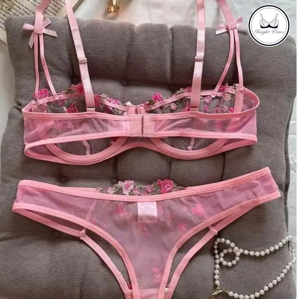 Floral Mesh Lingerie Set